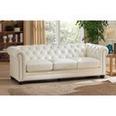 Online Designer Combined Living/Dining Nashville White Genuine Leather Chesterfield Sofa with Feather Down Seating