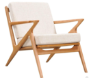 Online Designer Living Room Limn Midcentury Modern Chair, Ash Wood Z Frame, Off-White