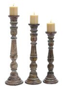 Online Designer Dining Room Lincoln 3 Piece Wood Candlestick Set