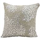 Online Designer Bedroom Mina Victory Luminescence Fully Beaded Silver Throw Pillow by Nourison (20-Inch X 20-Inch)