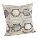 Online Designer Combined Living/Dining Beaded Cowhide Hexagon Design Cotton/Leather Throw Pillow