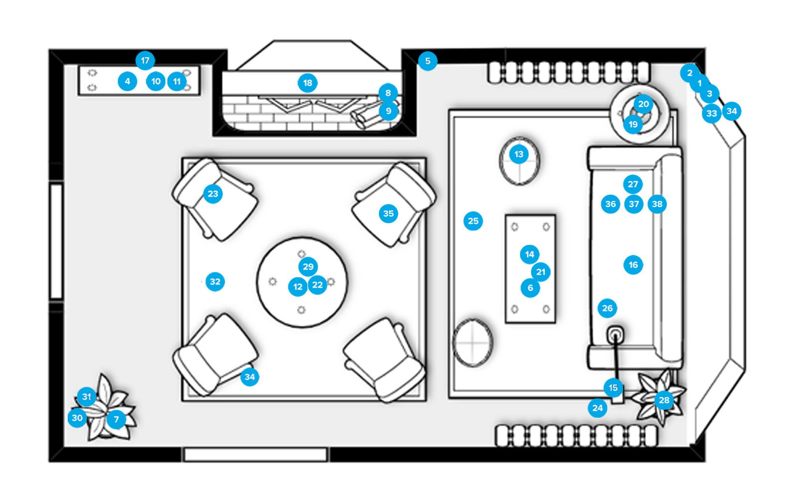 Online Designer Living Room Floorplan