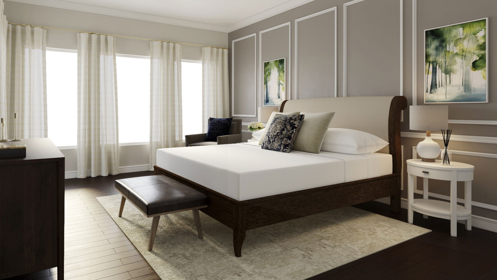 Calm Transitional Bedroom Design