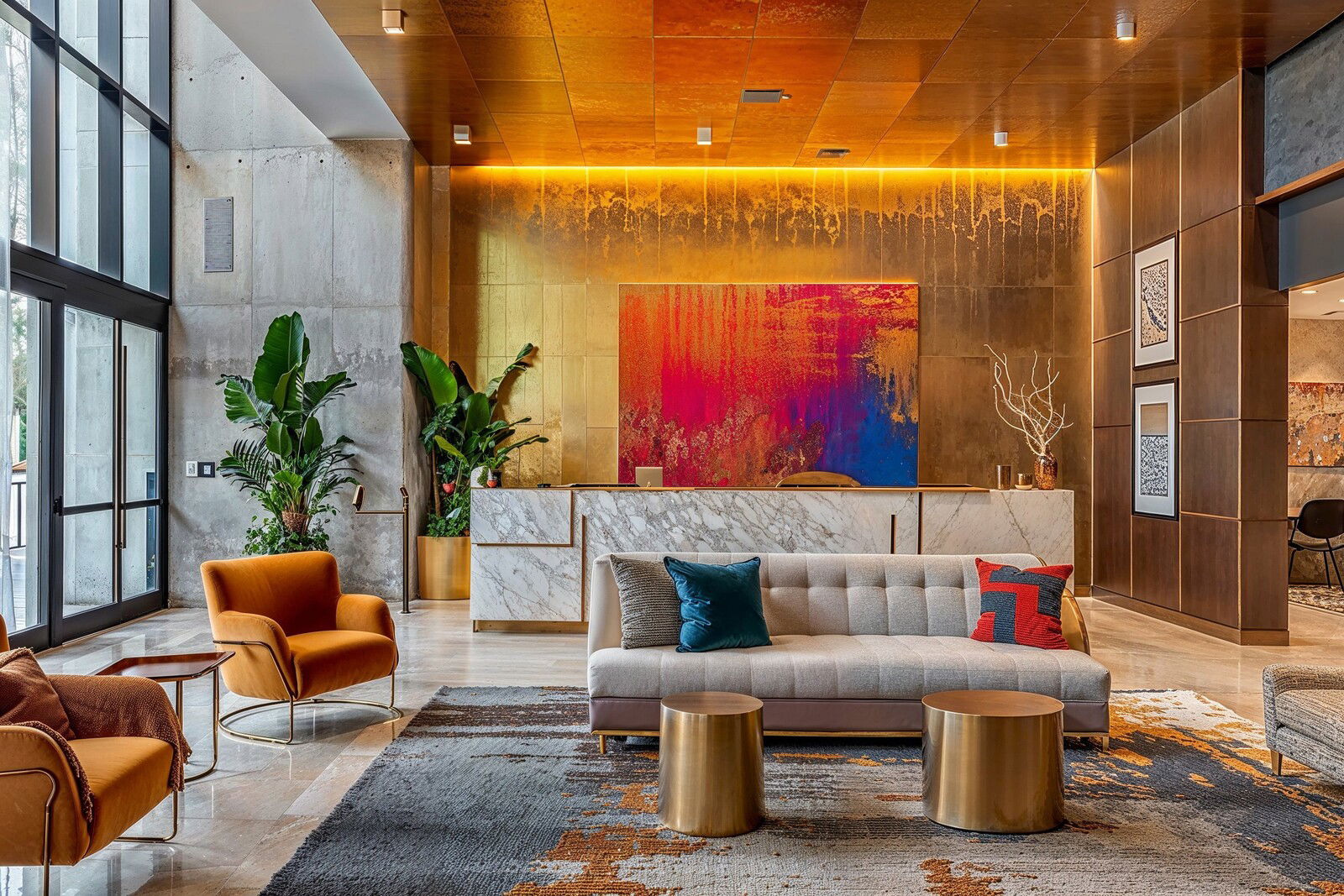 Glam Contemporary  Commercial Lobby Interior Design 