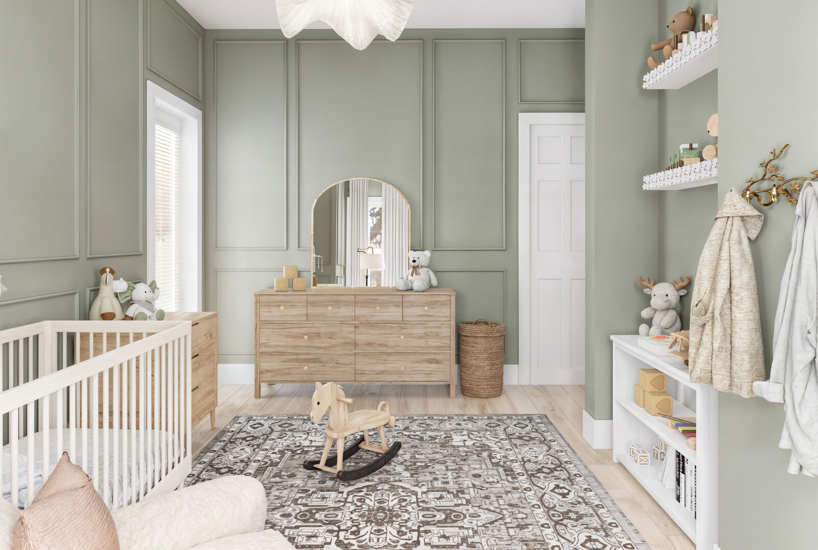 Neutral Nursery Decor with Wood Accents