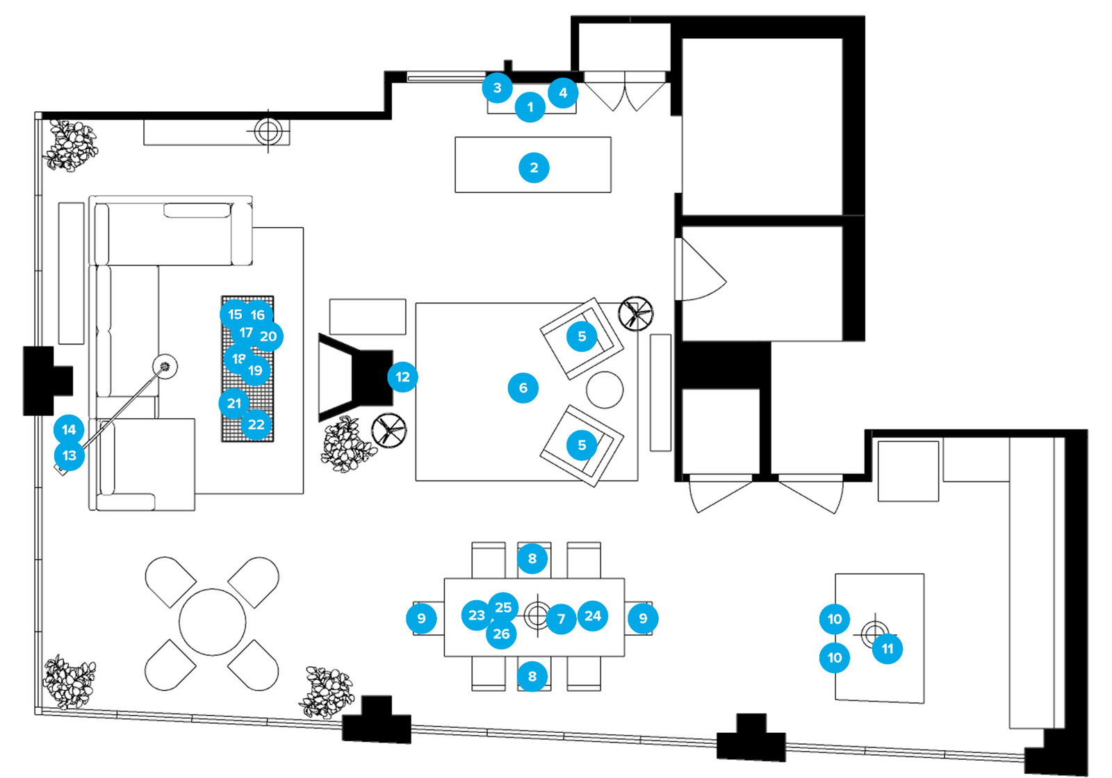 Online Designer Combined Living/Dining Floorplan