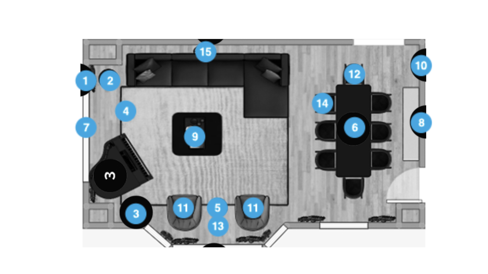 Online Designer Combined Living/Dining Floorplan