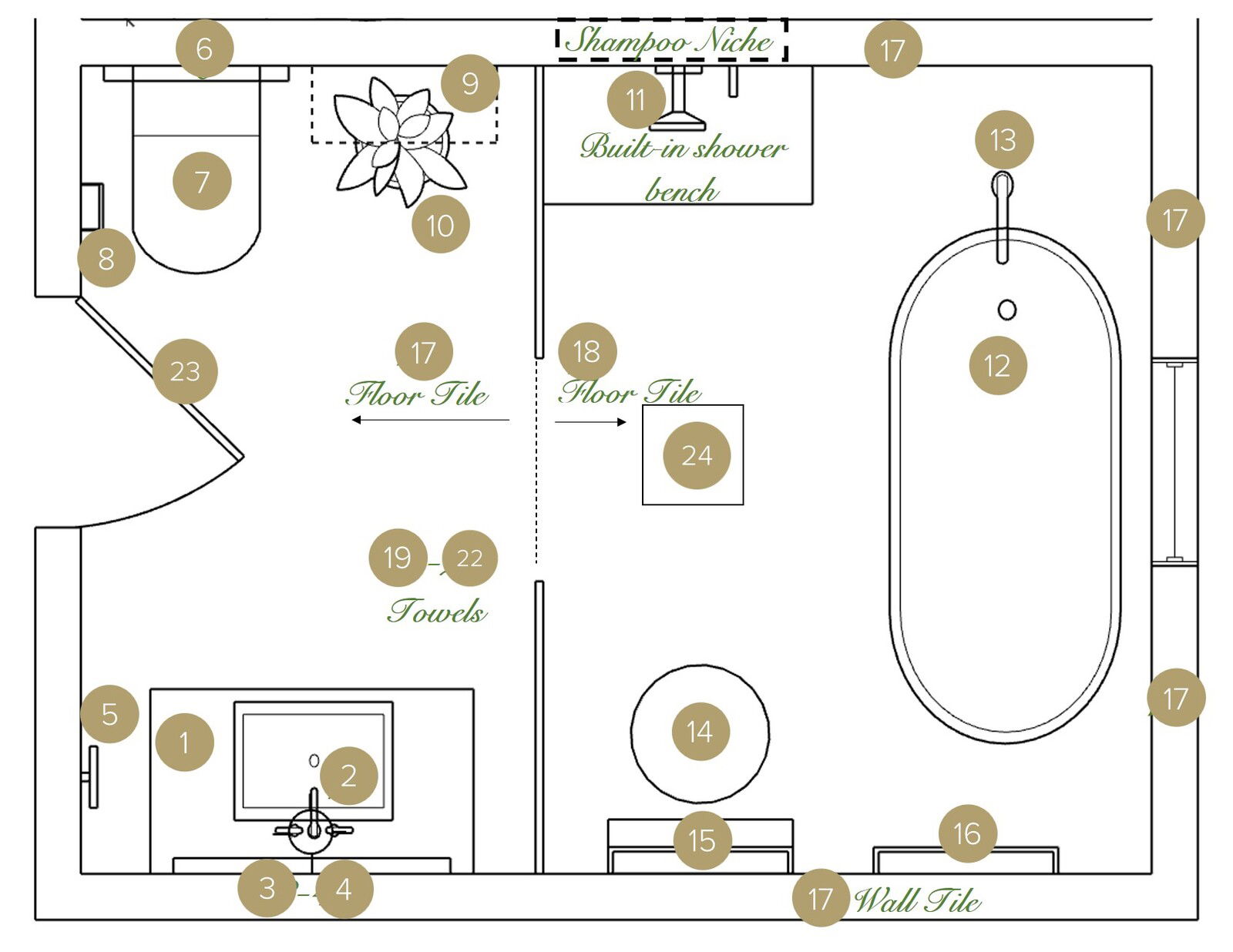 Online Designer Bathroom Floorplan