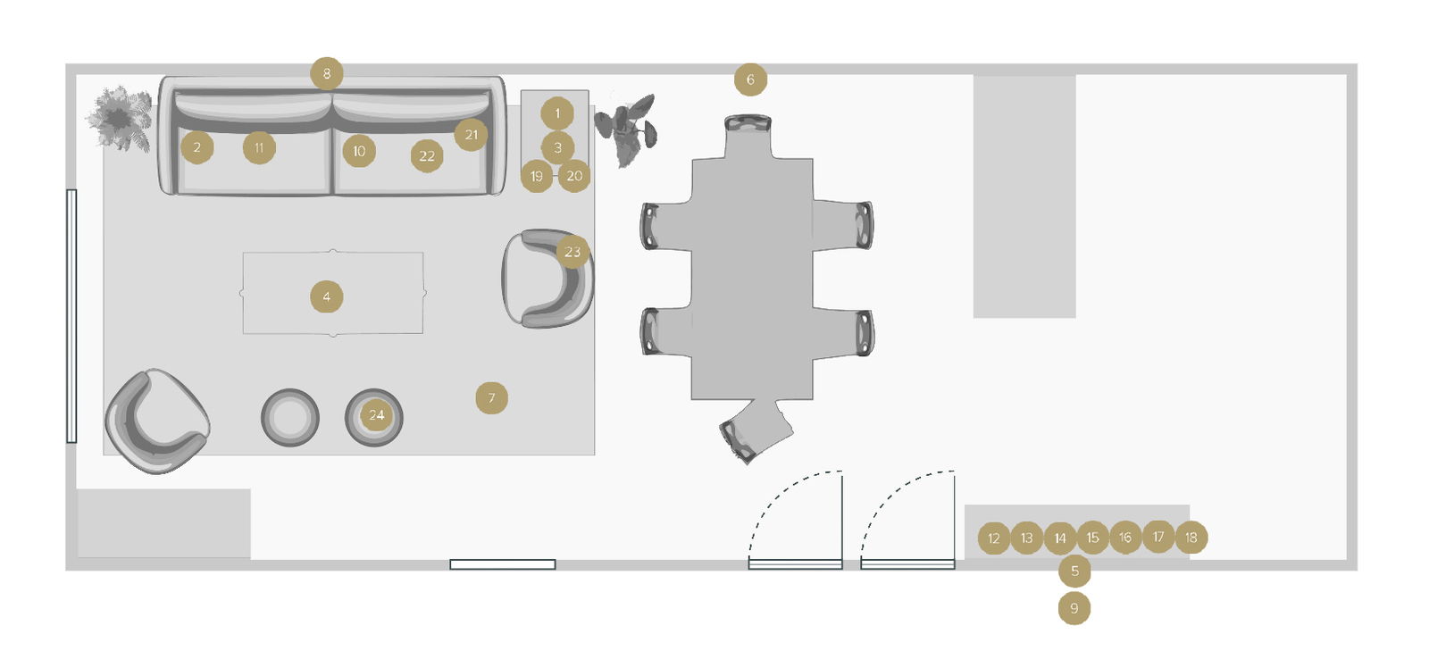 Online Designer Combined Living/Dining Floorplan