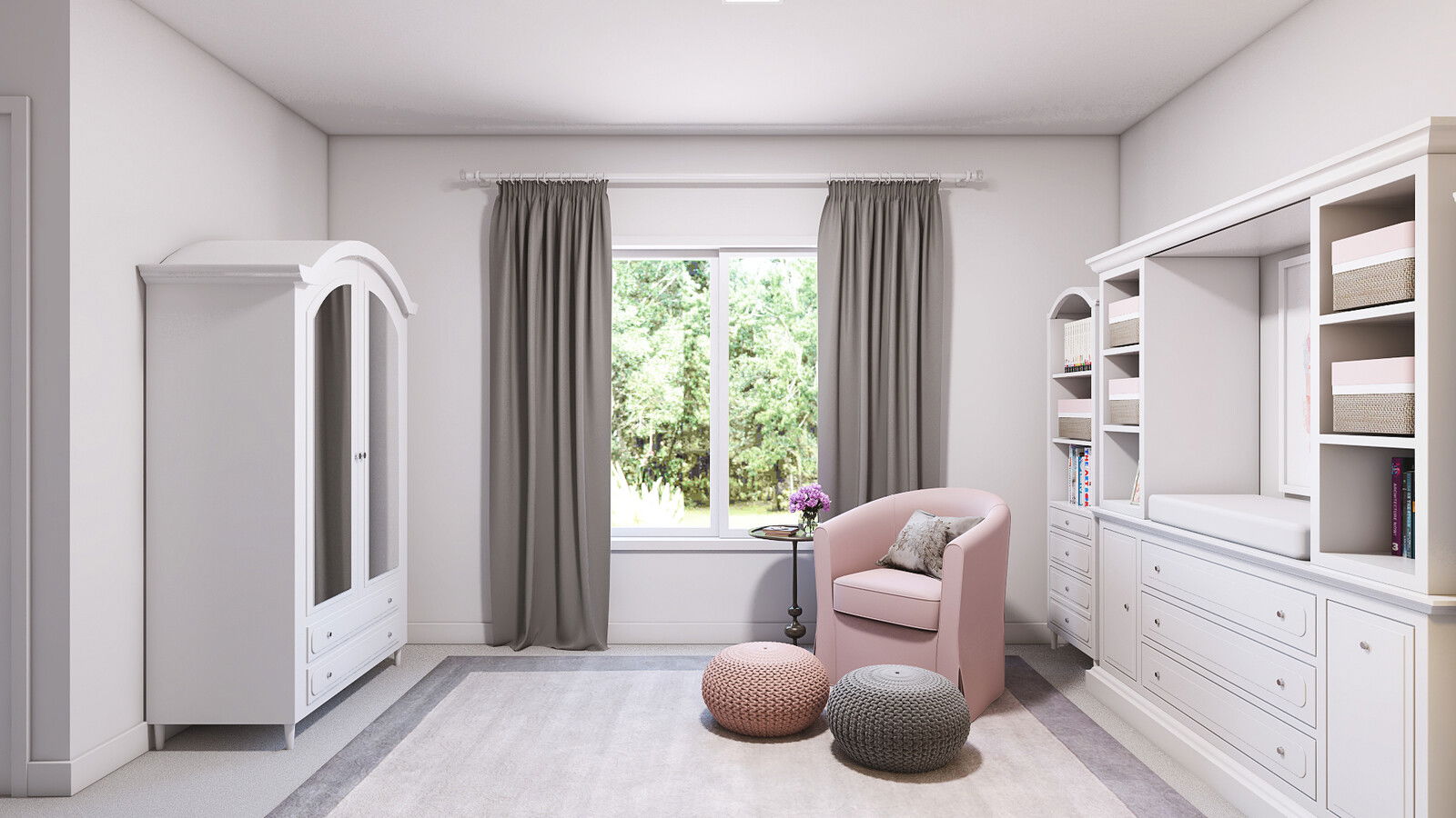 Pink Nursery Design with Floral Wall Art