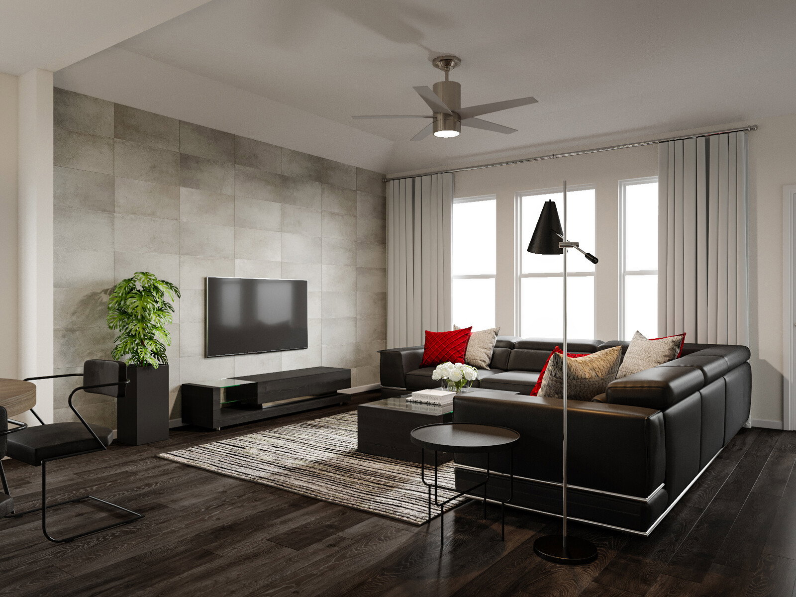 Renderización de Combinaicón Masculina Contemporánea de Sala y Comedor miniatura