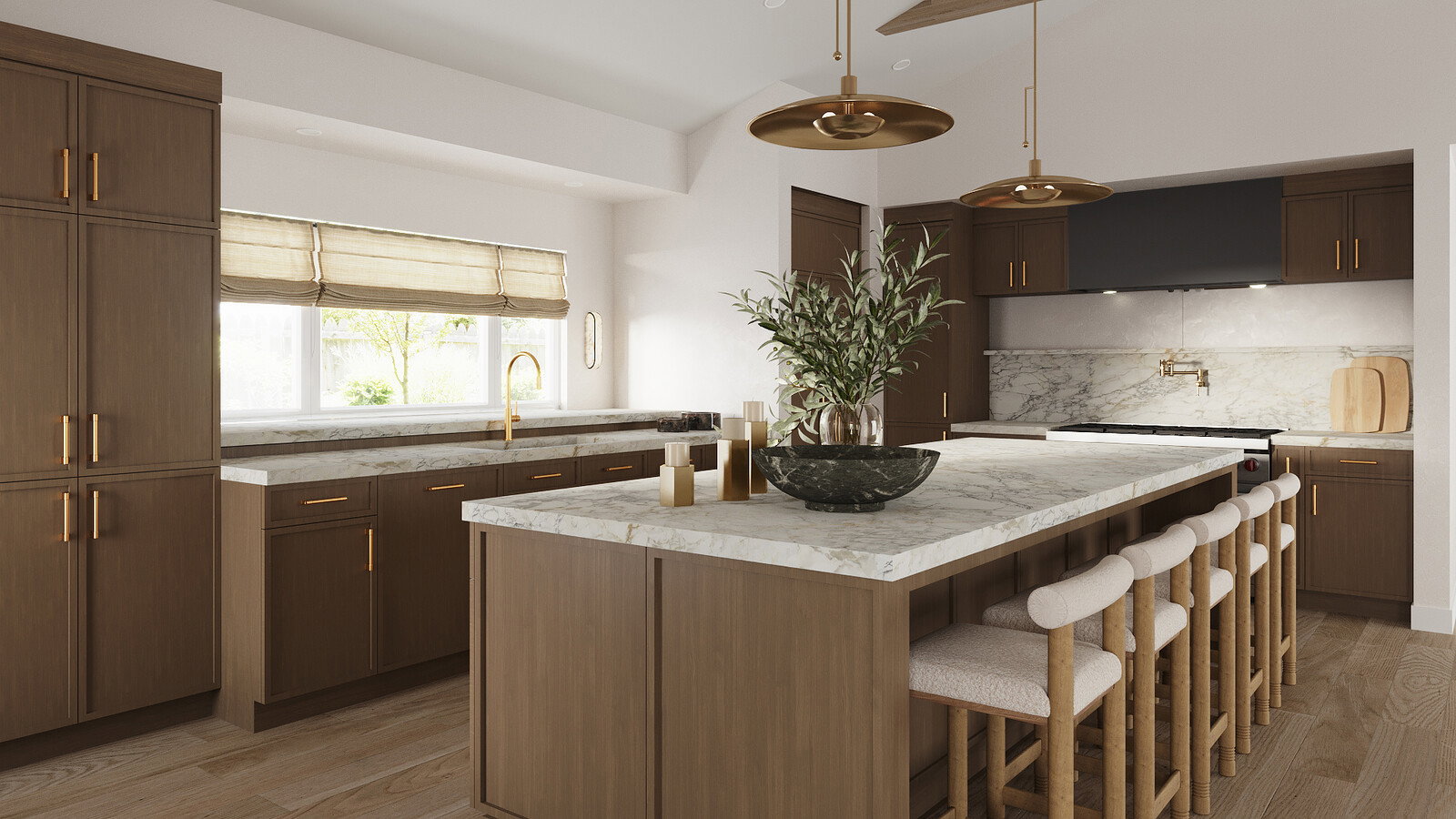 Renderización de la renovación de cocina contemporánea elegante