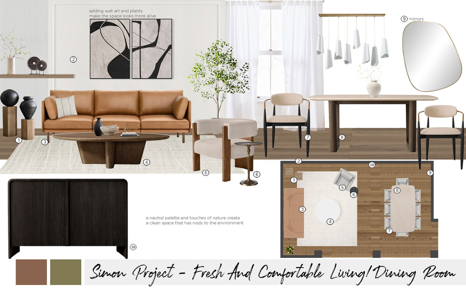Ideas de Diseño de Interiores Combinadas de Sala-Comedor del Diseñador en Línea