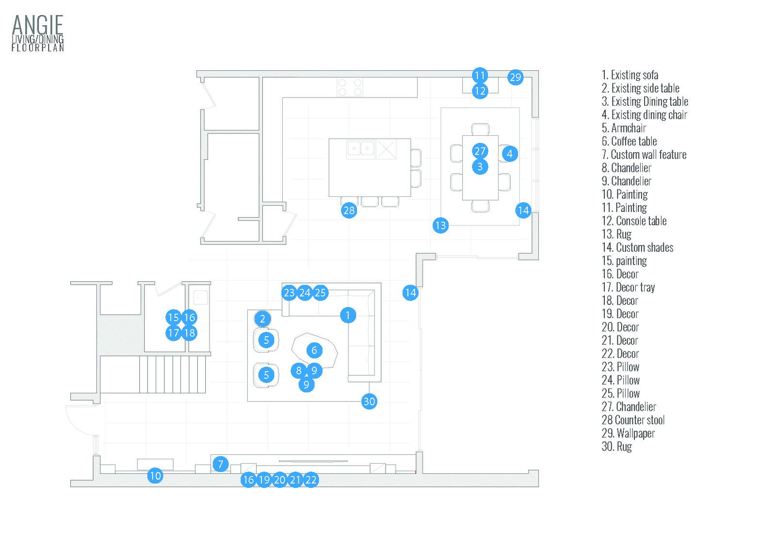 Online Designer Combined Living/Dining Floorplan