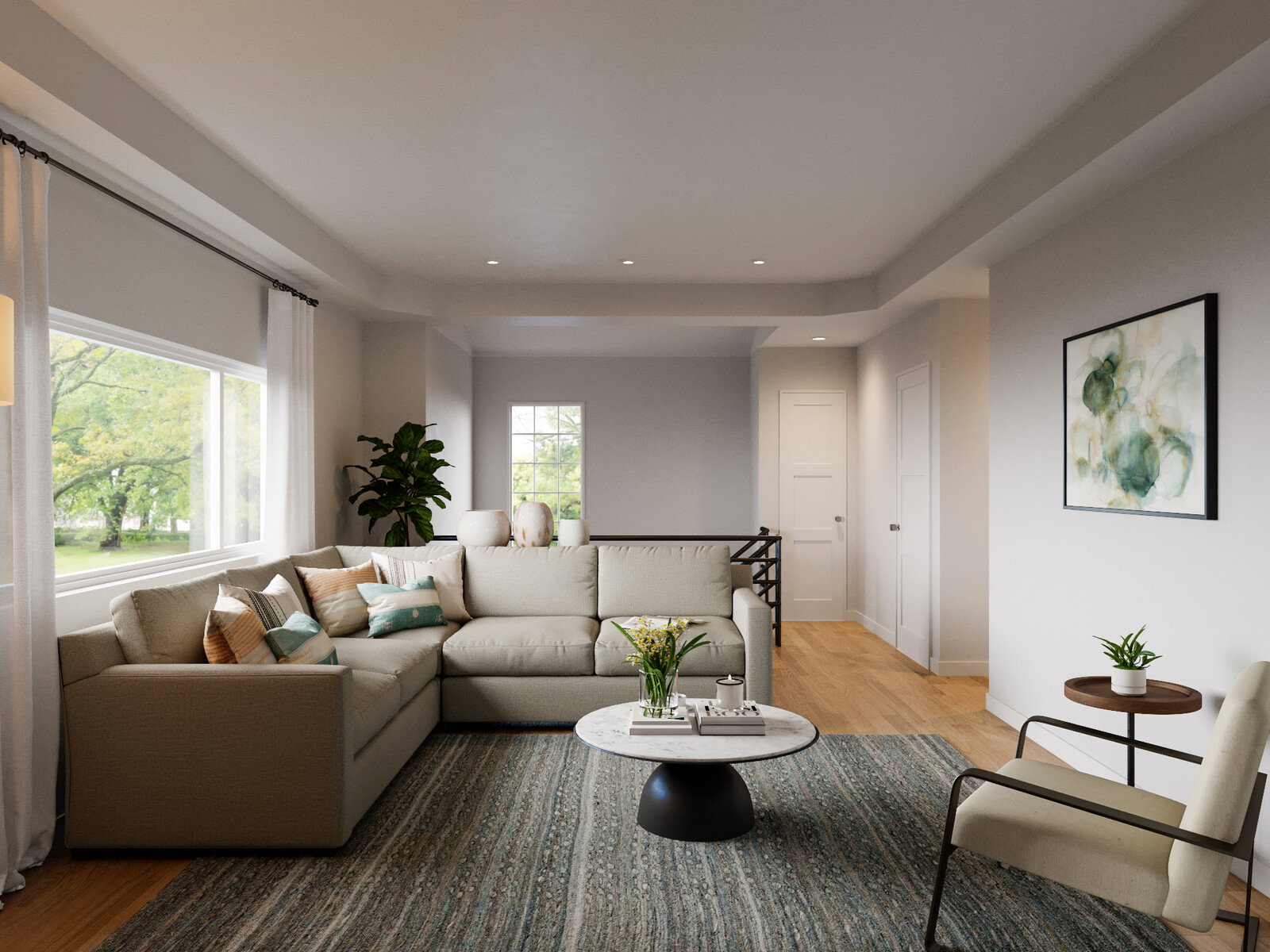Renderización de Diseño de Interiores de Casa Moderna Limpia & Fresca miniatura