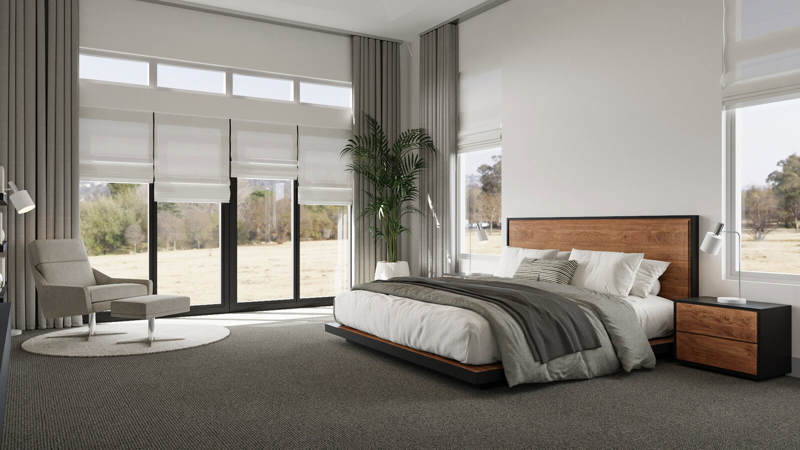 Renderización de Renovación Moderna de Sala de Estar y Comedor Combinados
