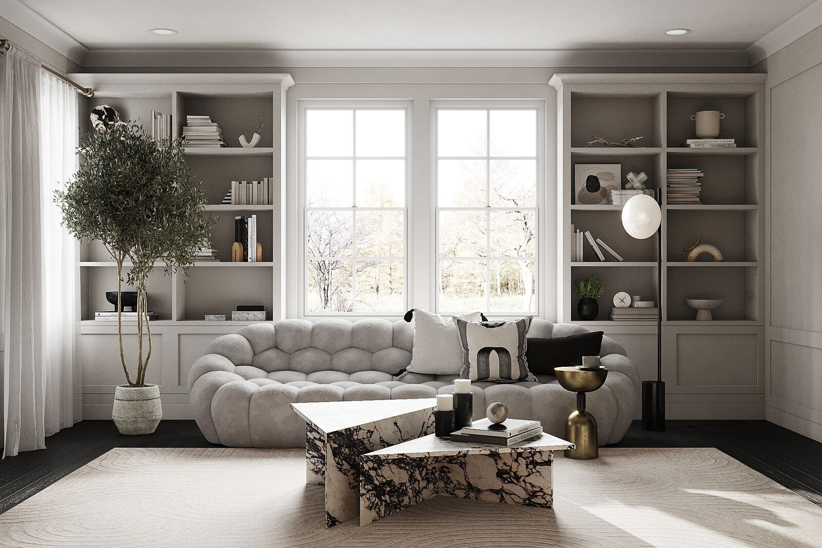 Elegant Living Room Remodel with Bubble Curved Sofa