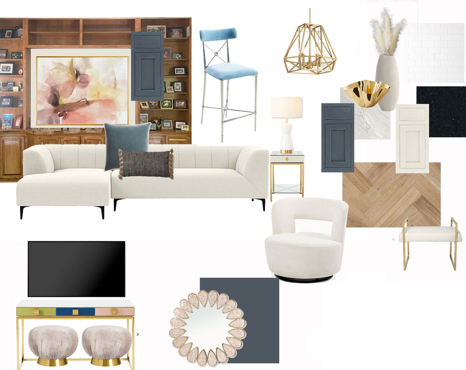 Ideas de Diseño de Interiores Combinadas de Sala-Comedor del Diseñador en Línea