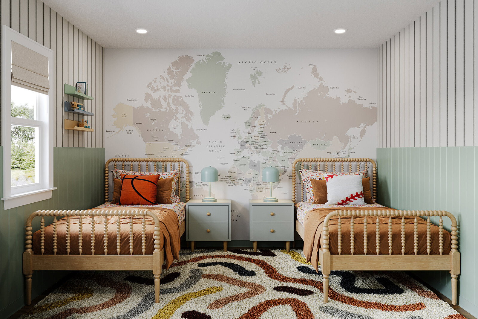 Adventure Inspired Shared Boys Bedroom Design Rendering thumb