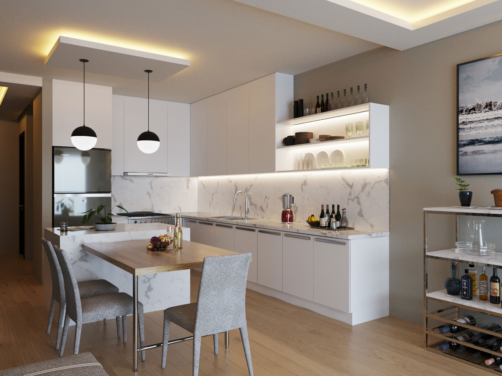 Online Designer Combined Living/Dining 3D Model 1