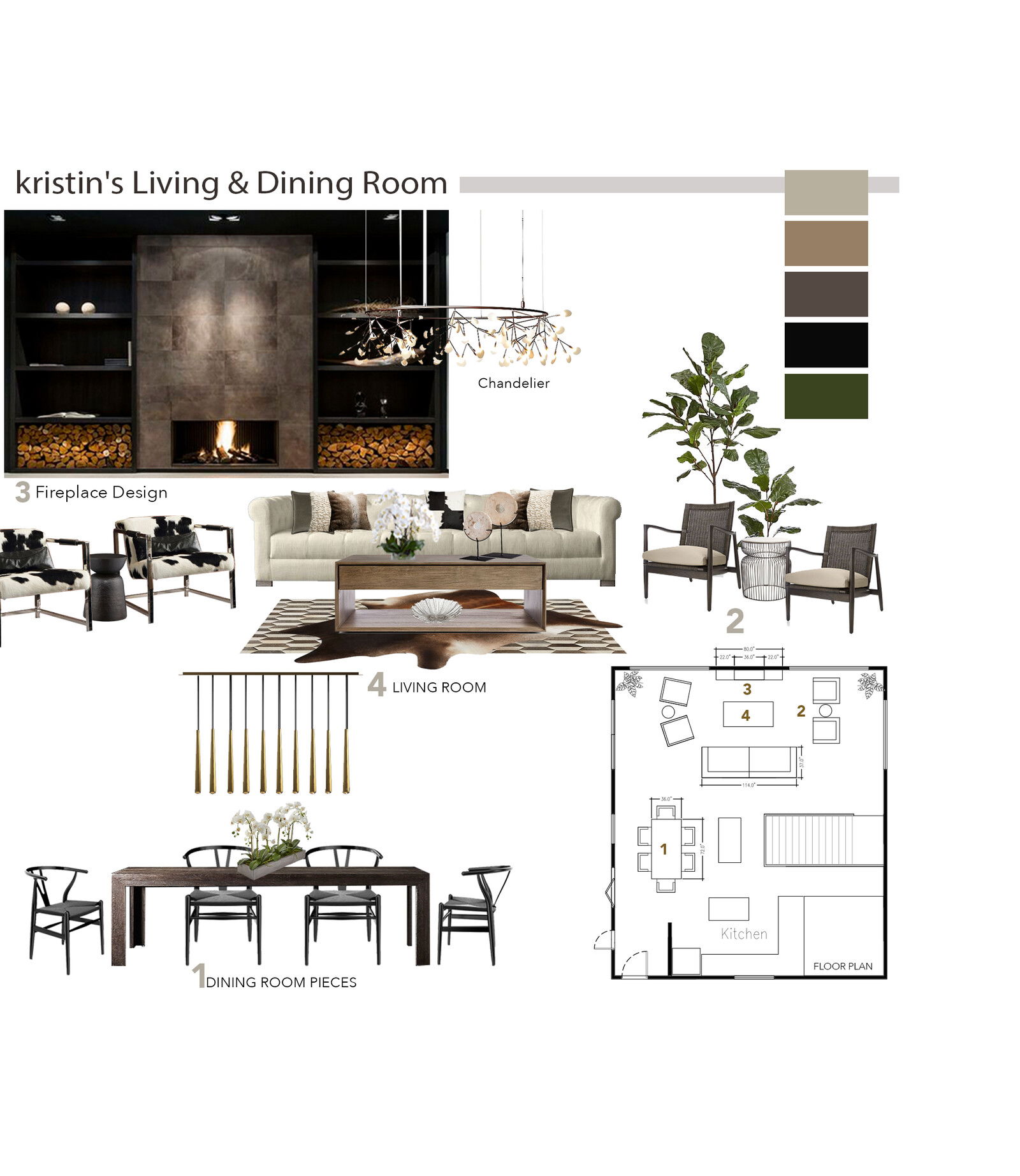 Ideas de Diseño de Interiores Combinadas de Sala-Comedor del Diseñador en Línea