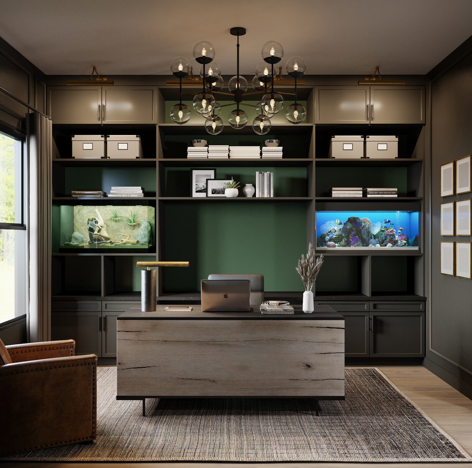 Renderizado de Diseño de Casa con Techos Altos Masculinos y Audaces