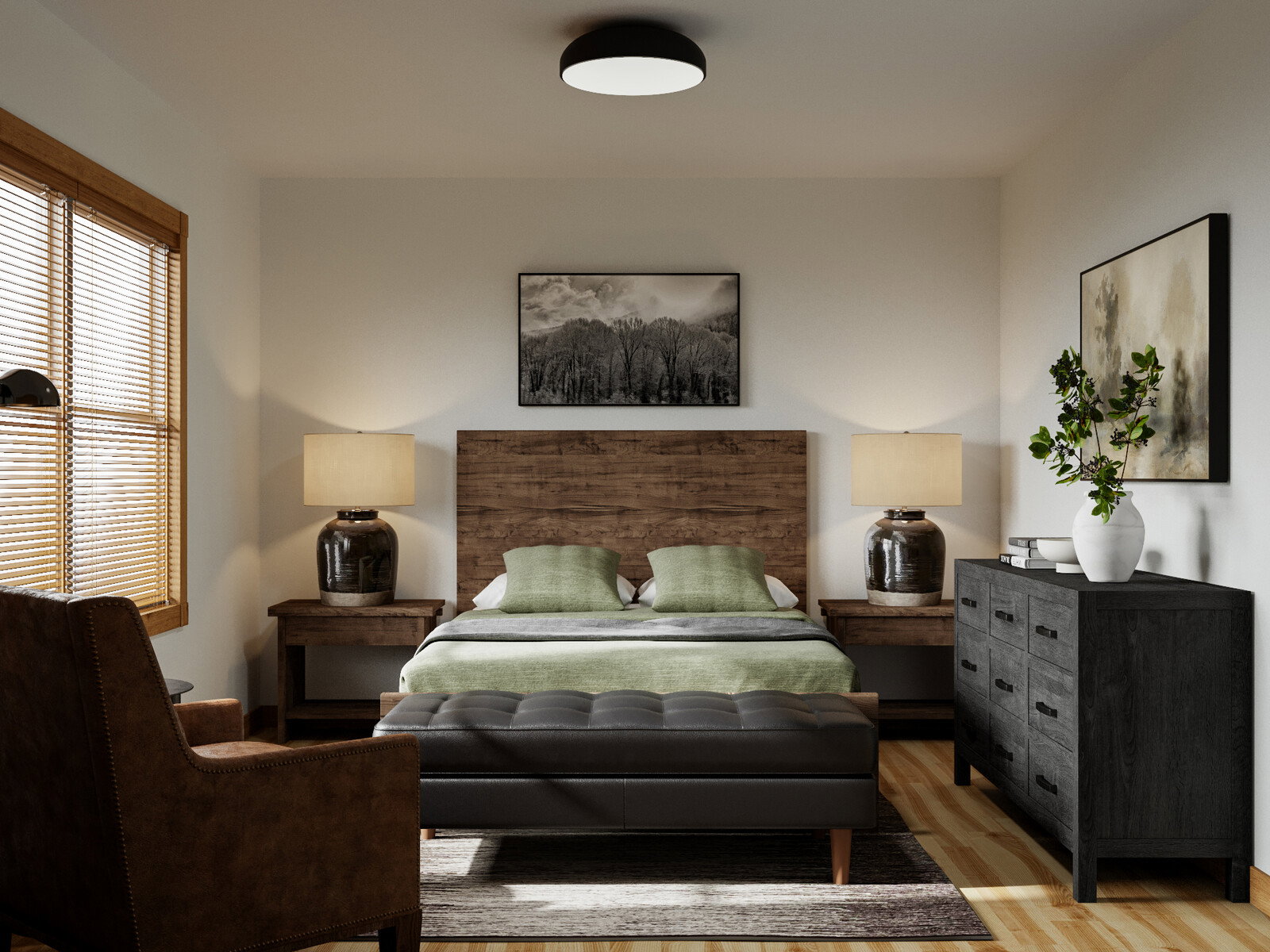 Renderización de diseño interior de loft fresco y moderno