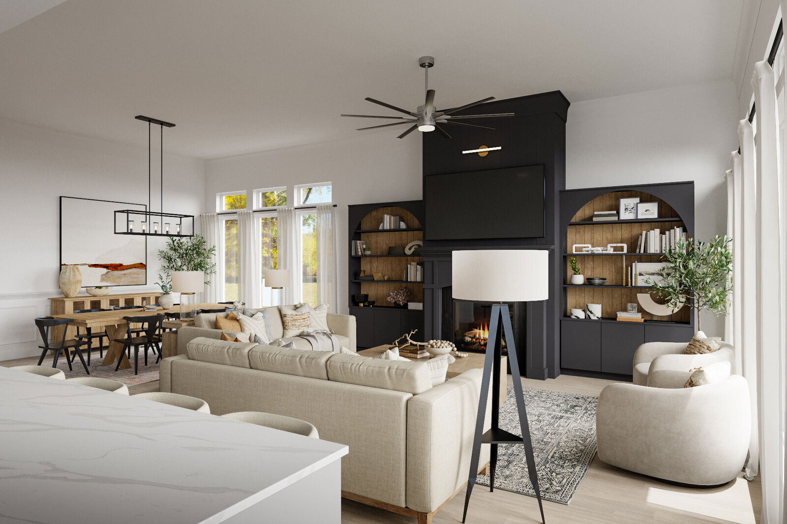 Online Designer Combined Living/Dining 3D Model 4