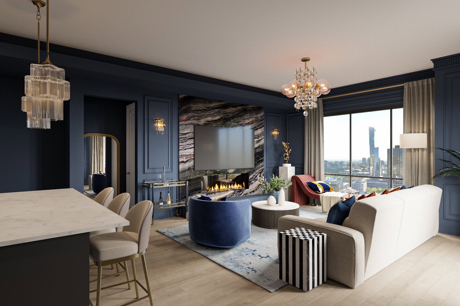 Online Designer Combined Living/Dining 3D Model 2