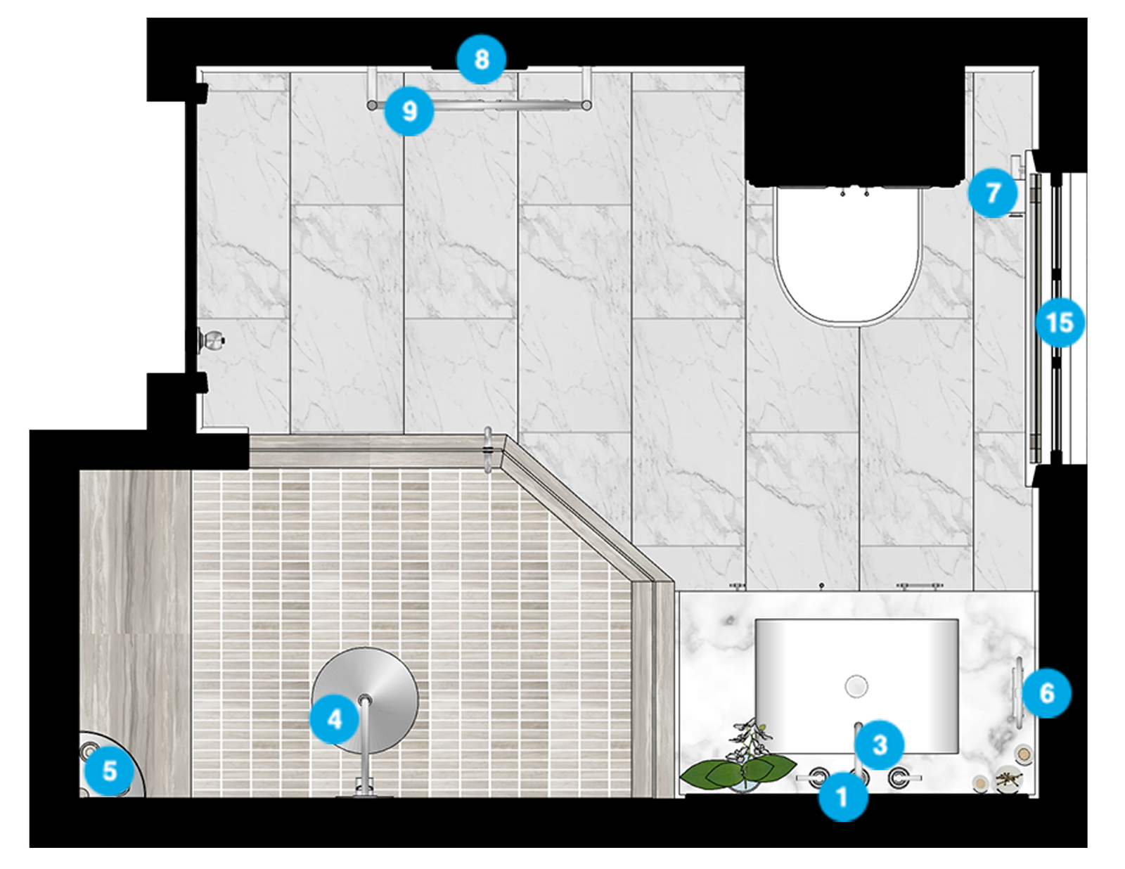 Online Designer Bathroom Floorplan