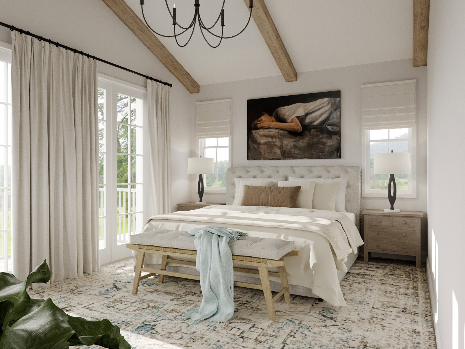 Renderizado de Diseño Moderno de Dormitorio Principal Español