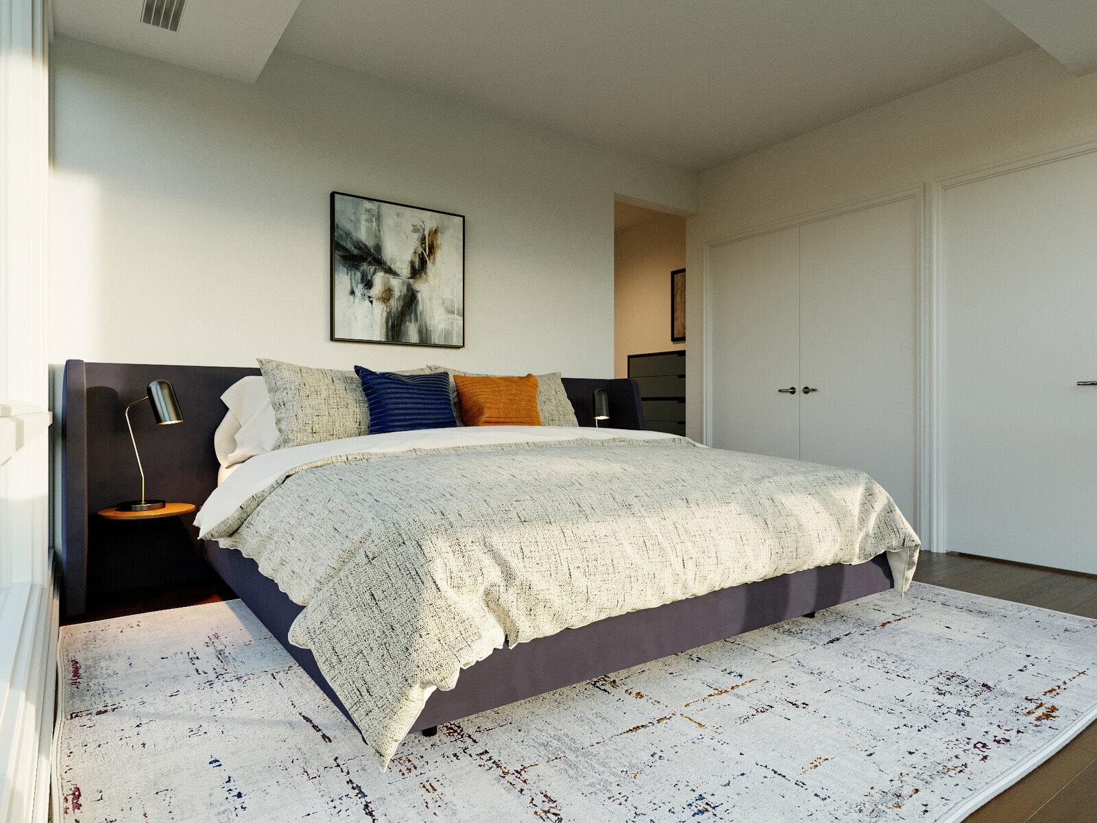 Diseño de Apartamento Elegante con Toques Azules y Marrones Miniatura