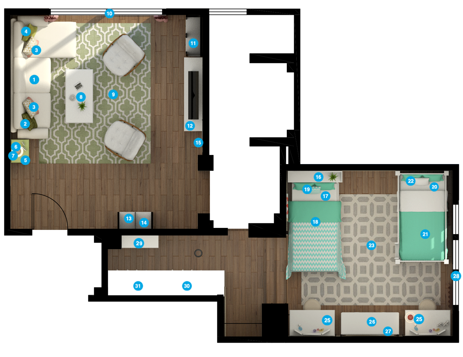 Online Designer Bedroom Floorplan