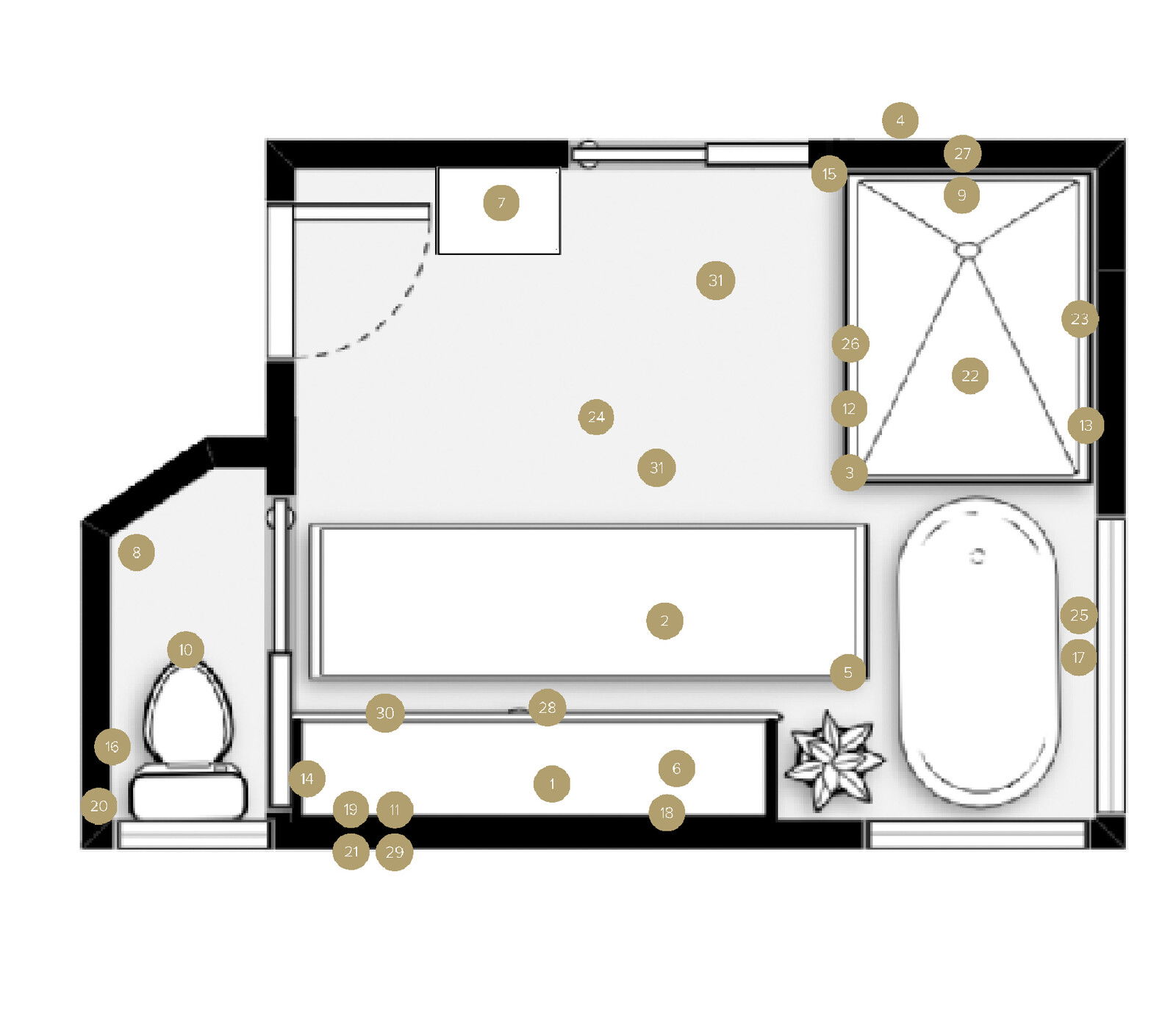 Online Designer Bathroom Floorplan