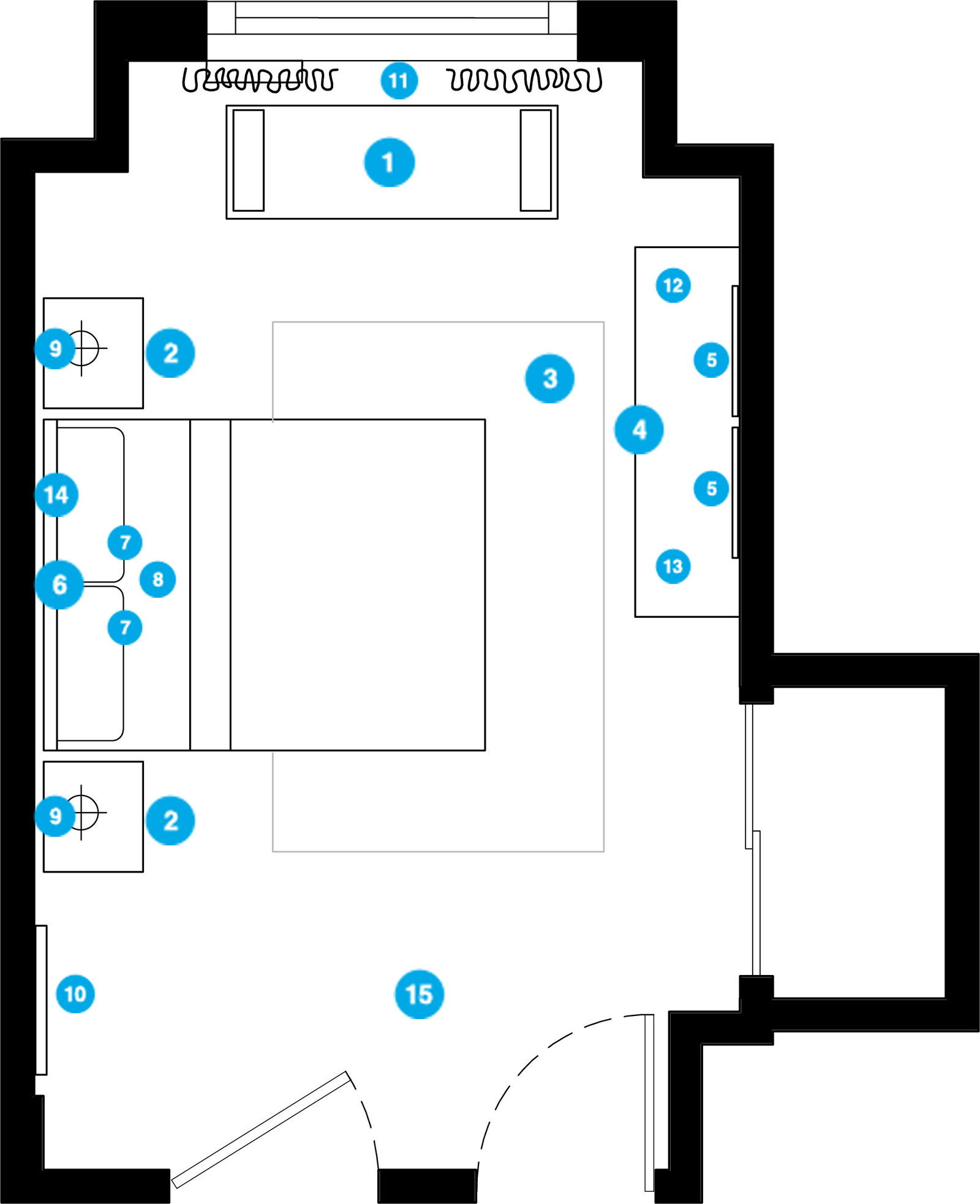 Plano del Dormitorio del Diseñador en Línea