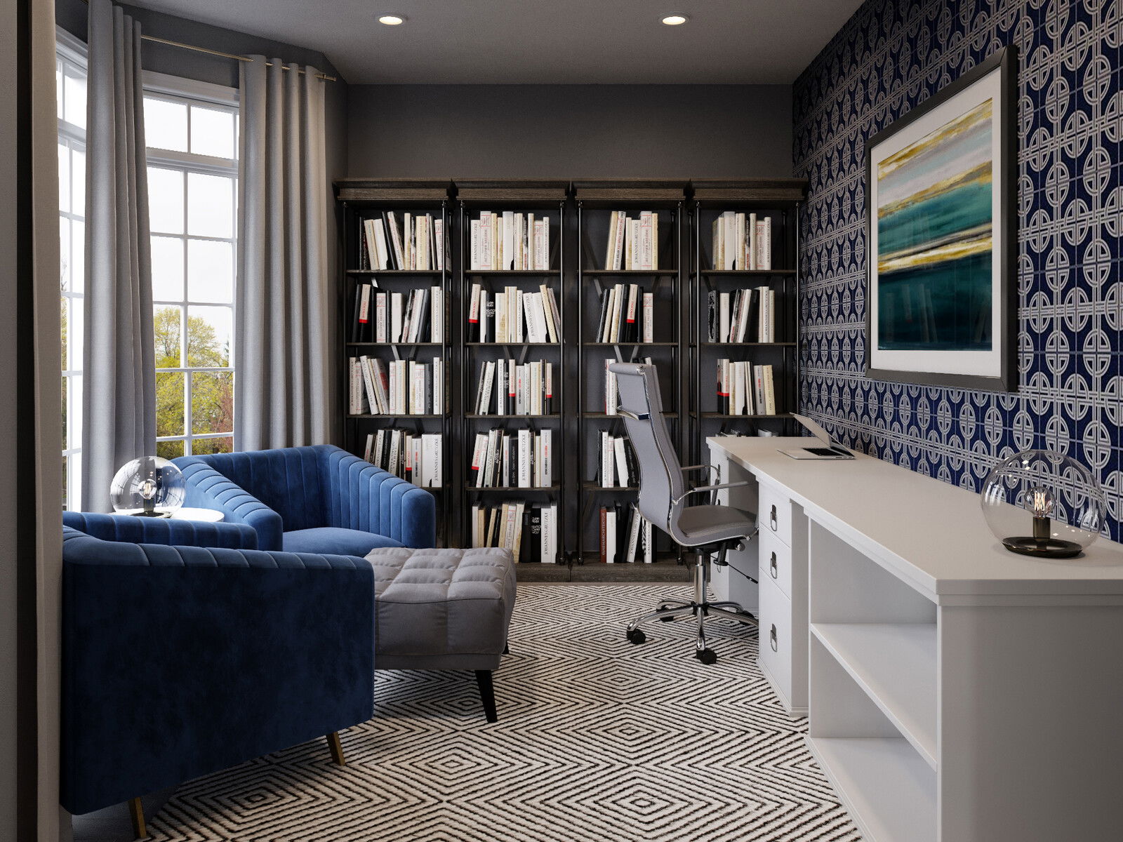 Renderizado de Interior de Casa Glam Contemporánea