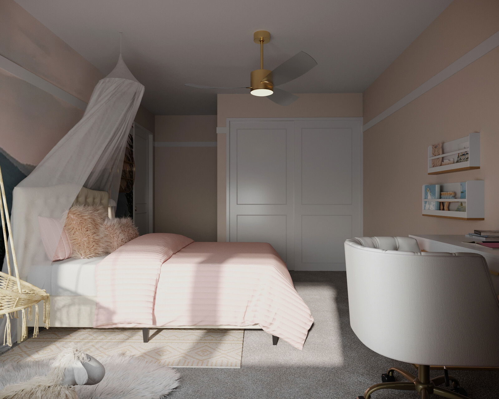 Vaulted Ceiling Home with Dreamy Girl Room