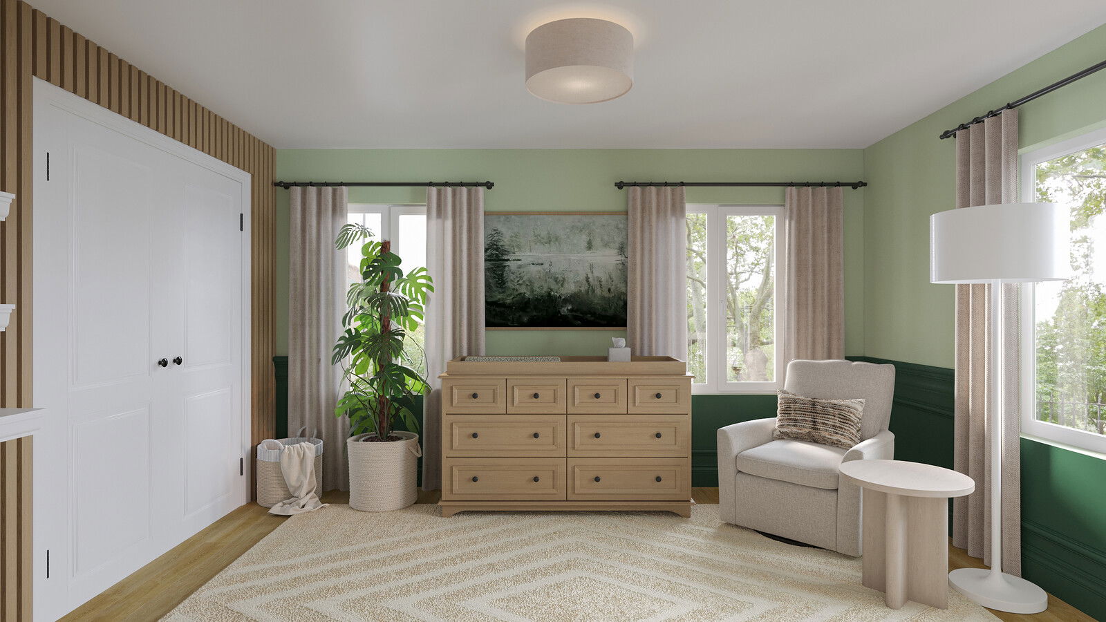 Adorable Green Twins Nursery Design