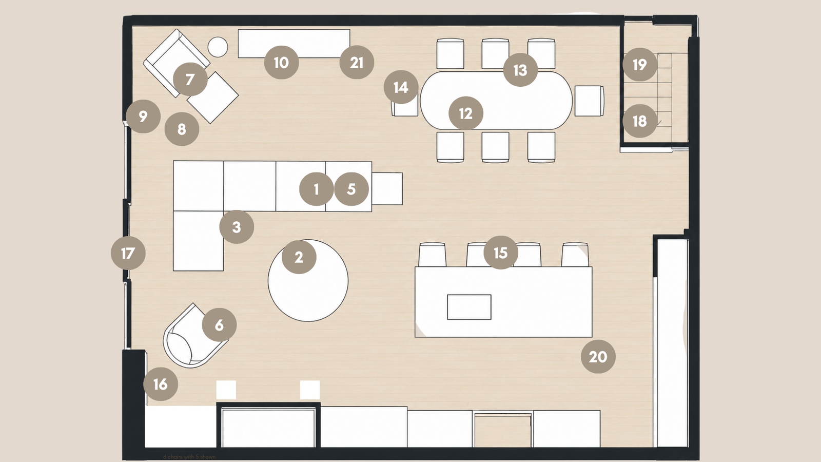 Online Designer Combined Living/Dining Floorplan