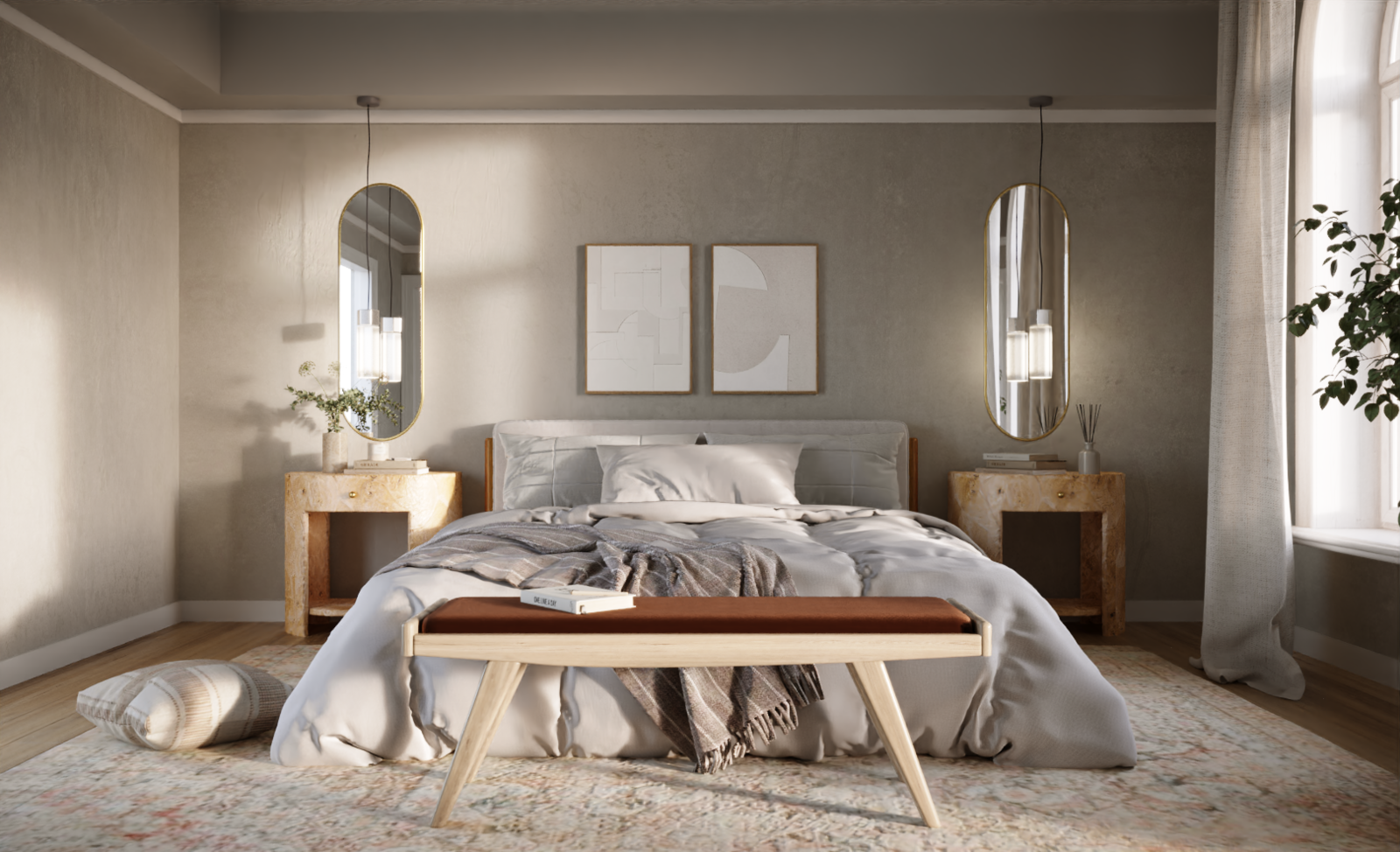 Renderizado de Diseño de Dormitorio Calmado y Suave thumb