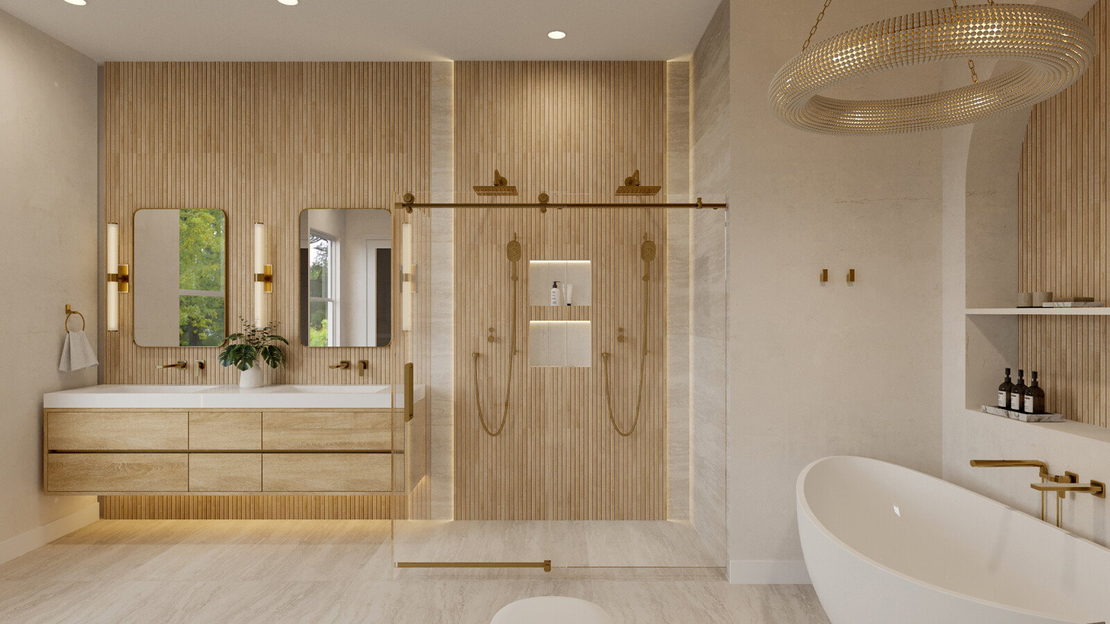 Serene Modern Elegance Bathroom Design  Rendering thumb