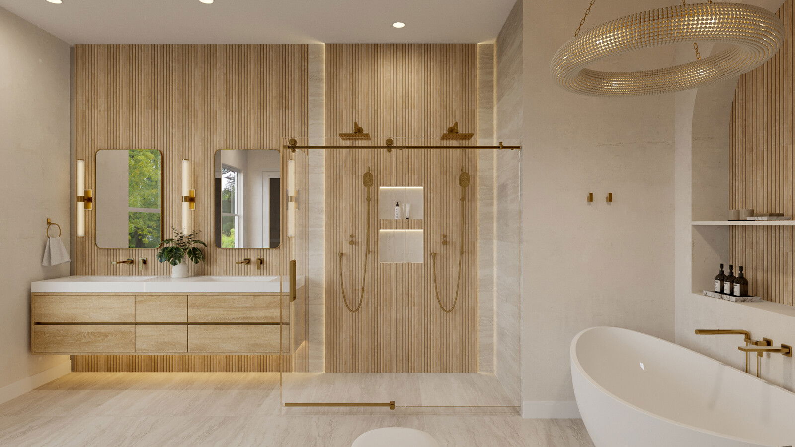 Serene Modern Elegance Bathroom Design  Rendering thumb
