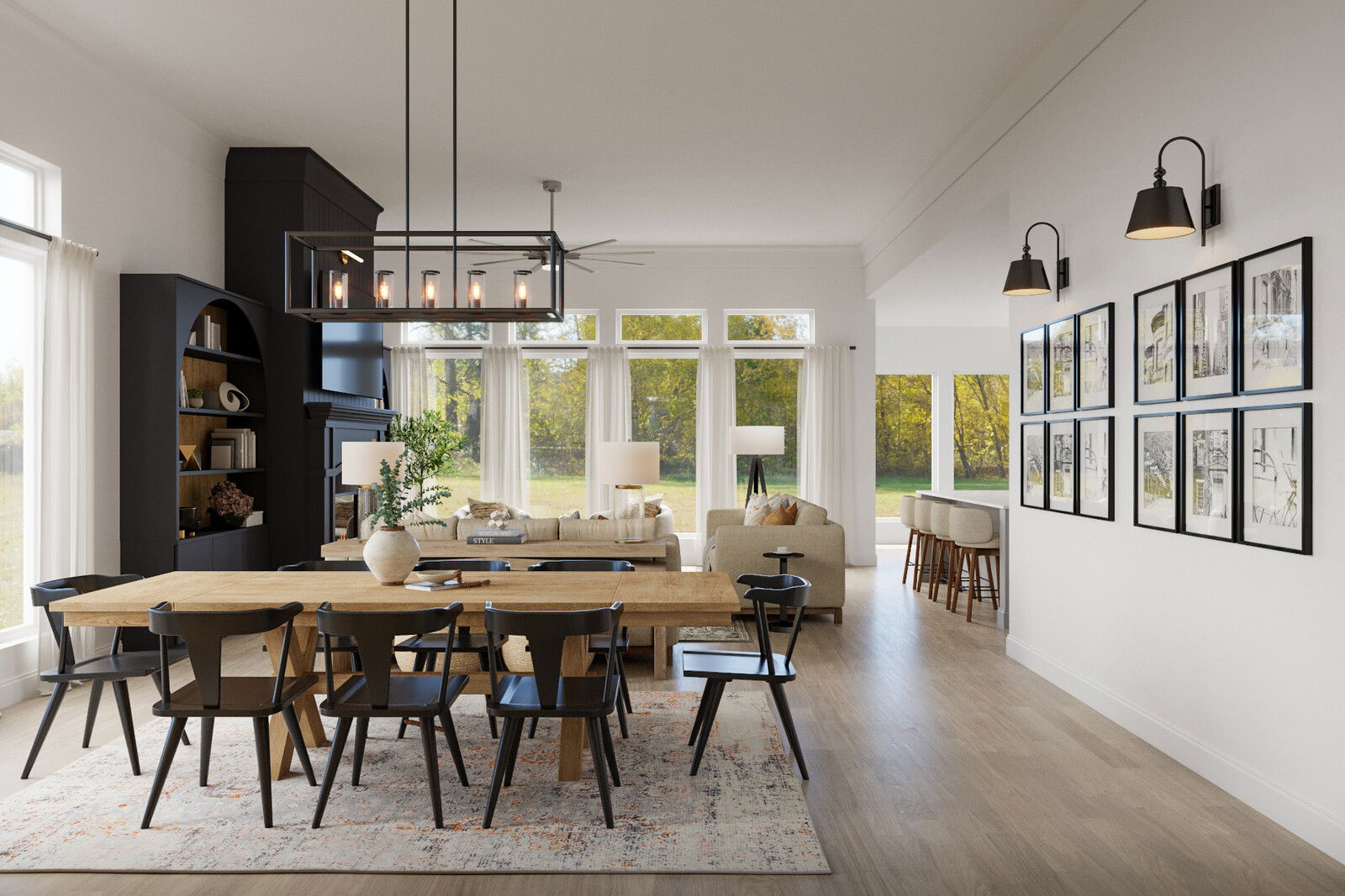 Online Designer Combined Living/Dining 3D Model 1