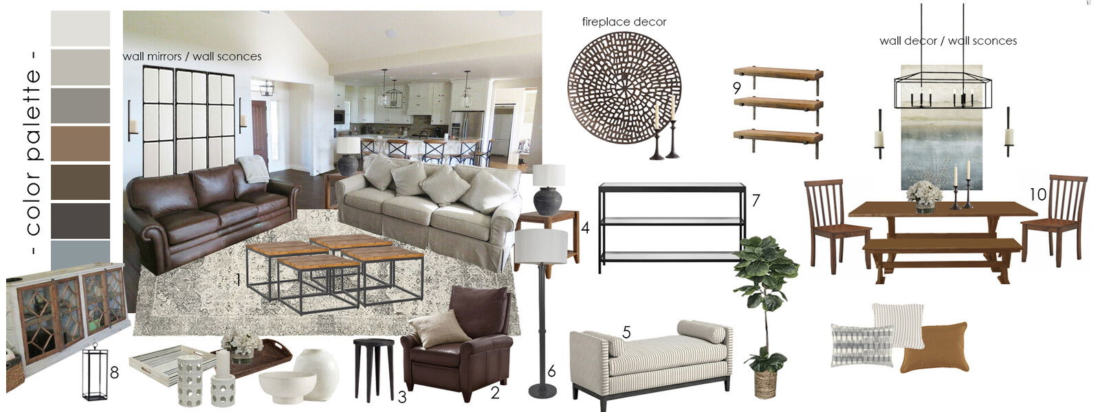 Ideas de Diseño de Interiores Combinadas de Sala-Comedor del Diseñador en Línea