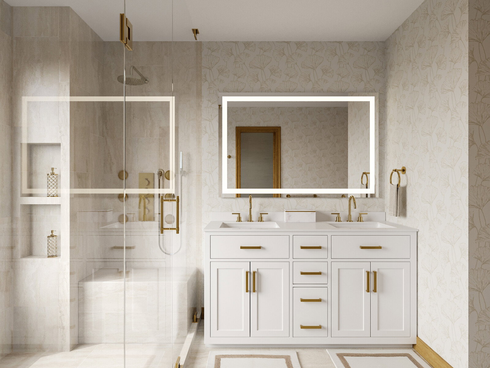 Modern Luxurious Master Bathroom Design Rendering thumb