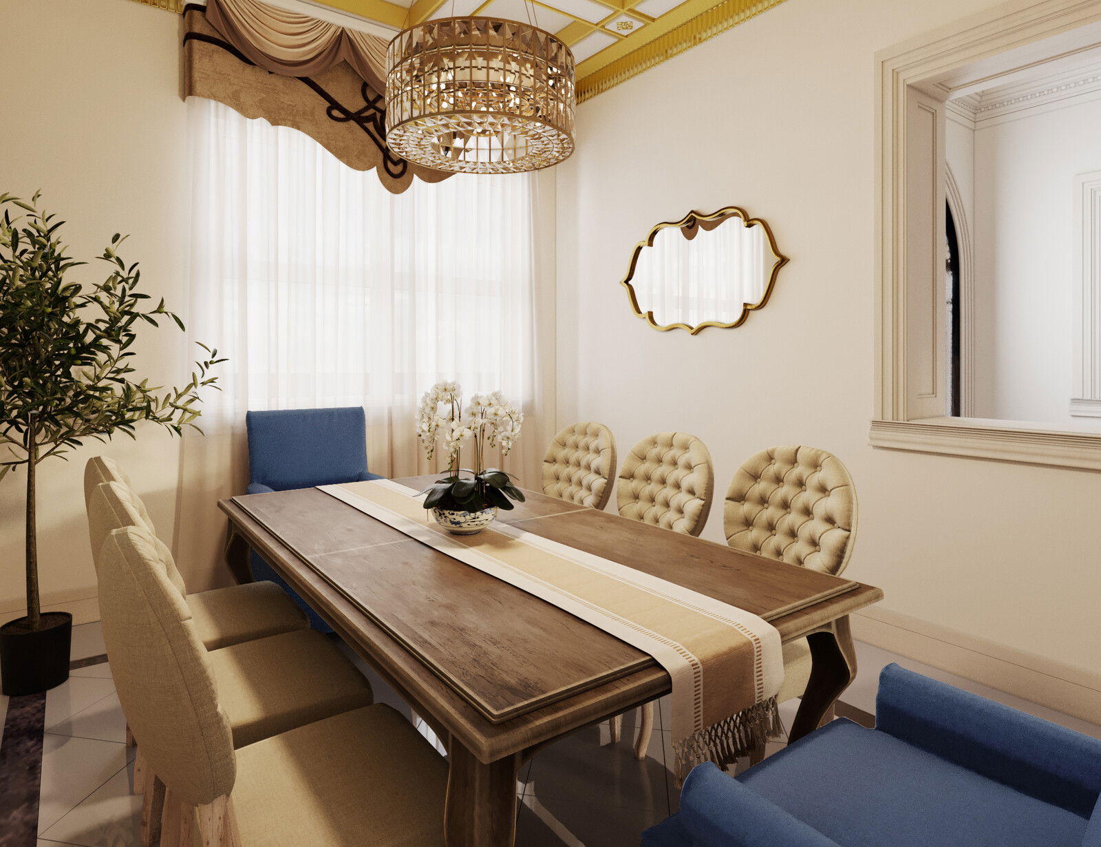 Elegant Traditional Living and Dining Design | Decorilla