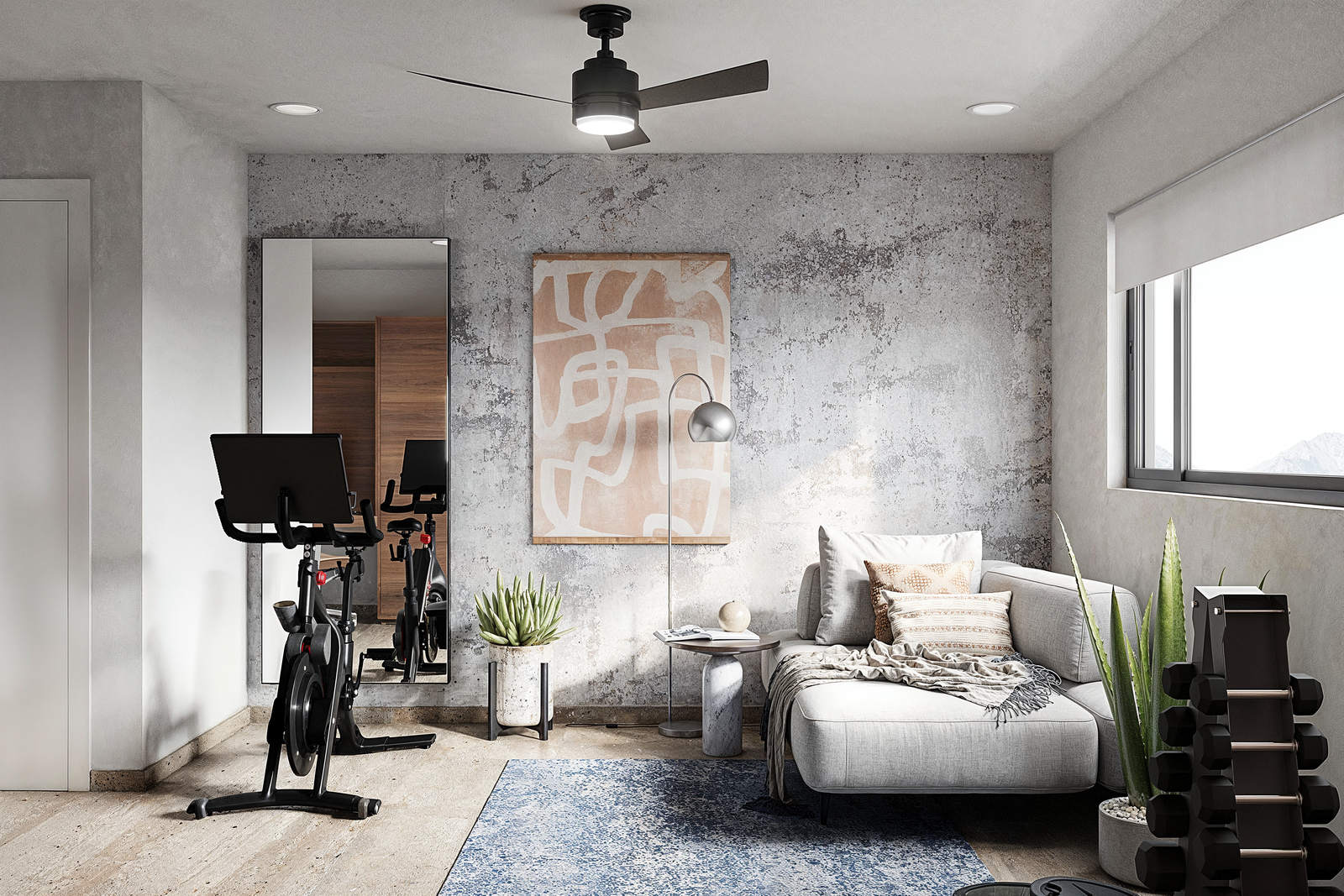 Classy Interior Design Home Officce With Blue Accent Pieces
