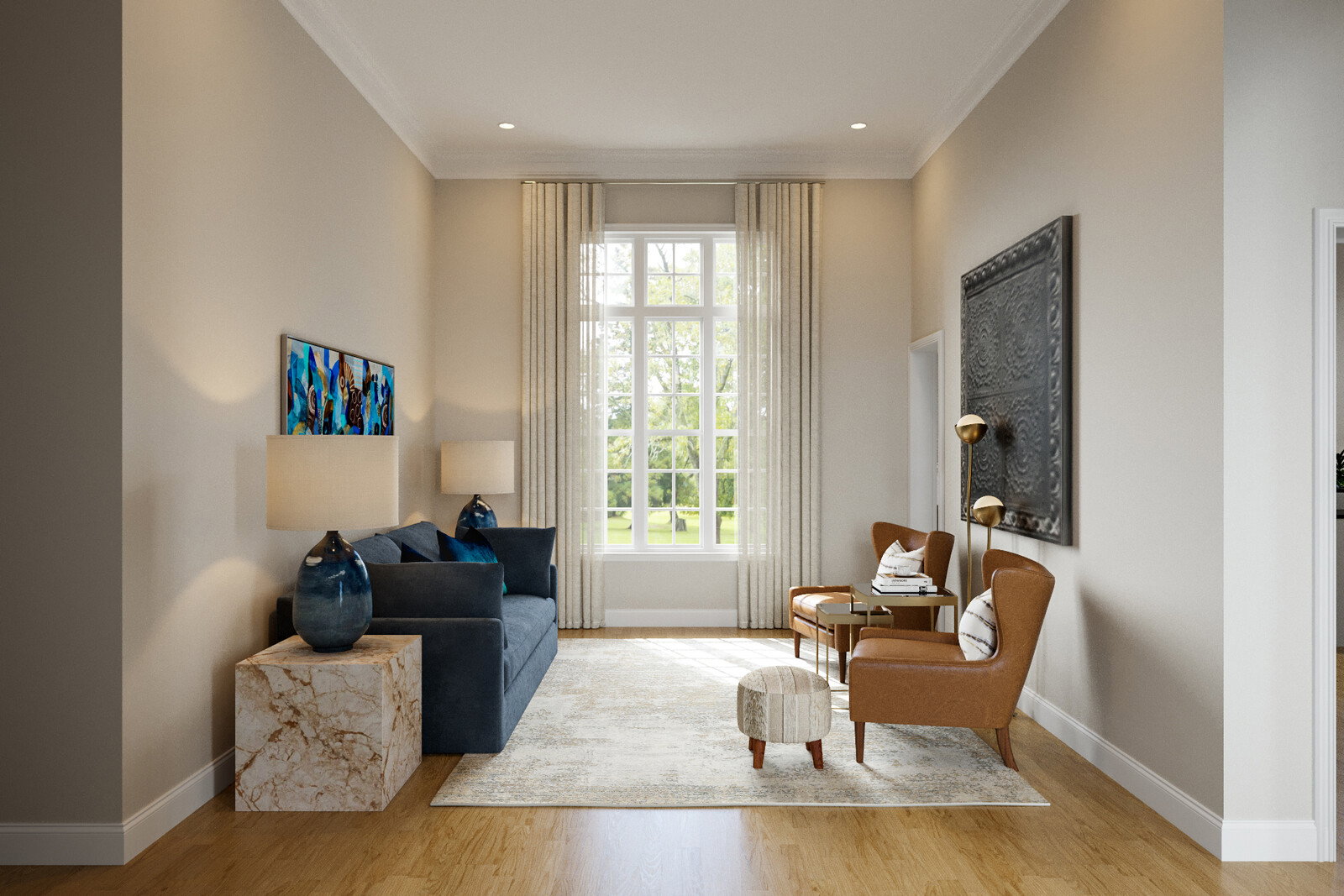 Renderizado de Diseño de Hogar Contemporáneo Moderno y Acogedor