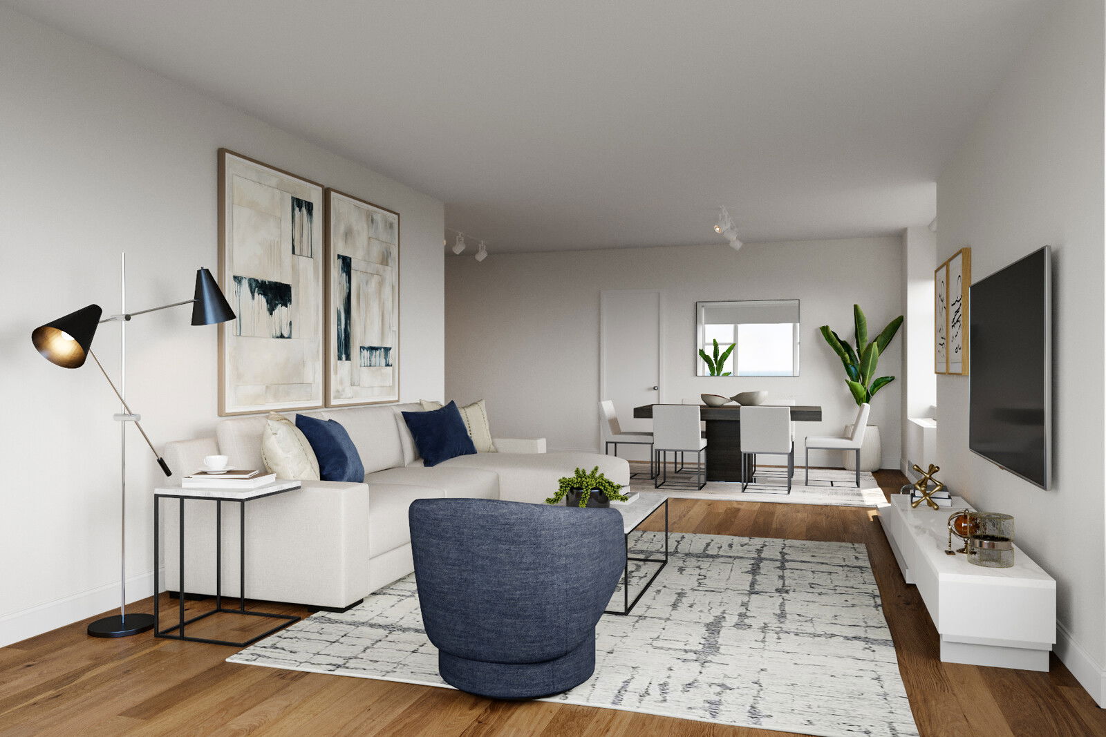 Online Designer Combined Living/Dining 3D Model 2