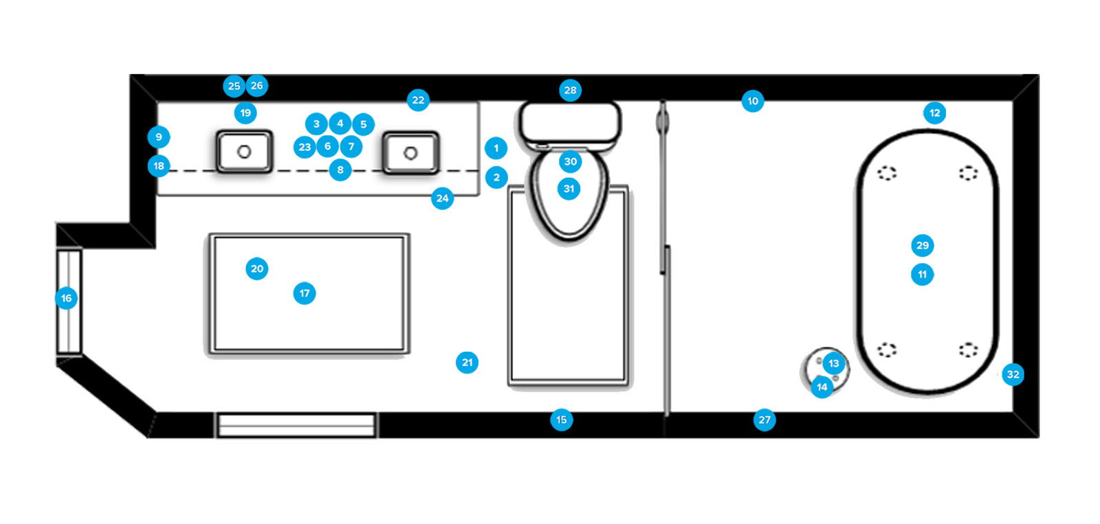 Online Designer Bathroom Floorplan